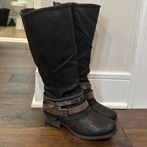 Jelly Pop Mid Calf Smith Zip Up Moto Boots New